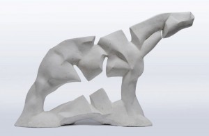 Koń X / Horse X z cyklu ?Cienie? / from the series Shadows, 2014, sztuczny kamień / synthetic stone, 37×52×15 cm